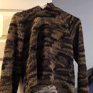 Fuzzy camo fleece pullover